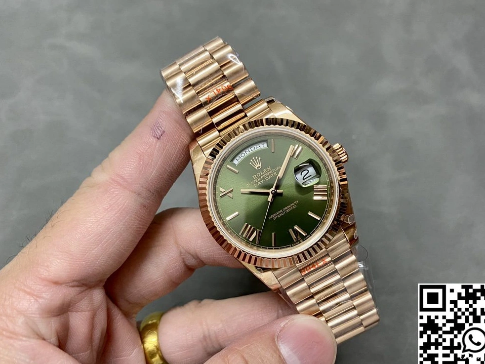 QF Rose Factory Steel Dial Rolex Green Day M228235-0025 Date Tungsten v5 Gold 0217